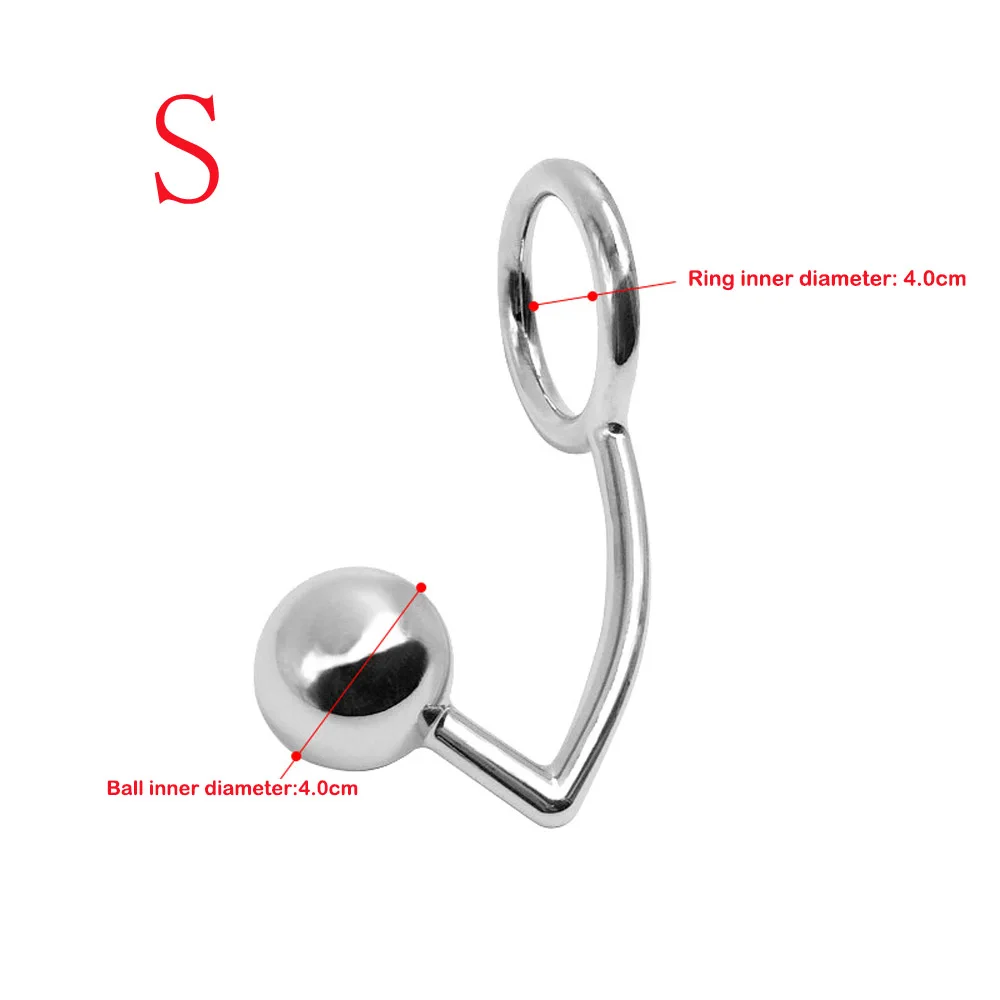 Anal Hook Stainless Steel Butt Plug Ball Hole 40mm/45mm/50mm Penis Cock Ring Metal Chastity Device Couple Sex Toys For Women Men | Красота и