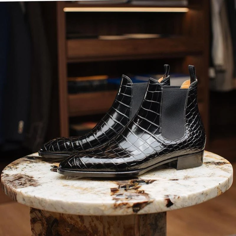 

Men Chelsea Boots Ботинки челси أحذية تشيلسي Men Shoes Fashion PU Leather Black Classic Ankle Boots Concise Botines KP535