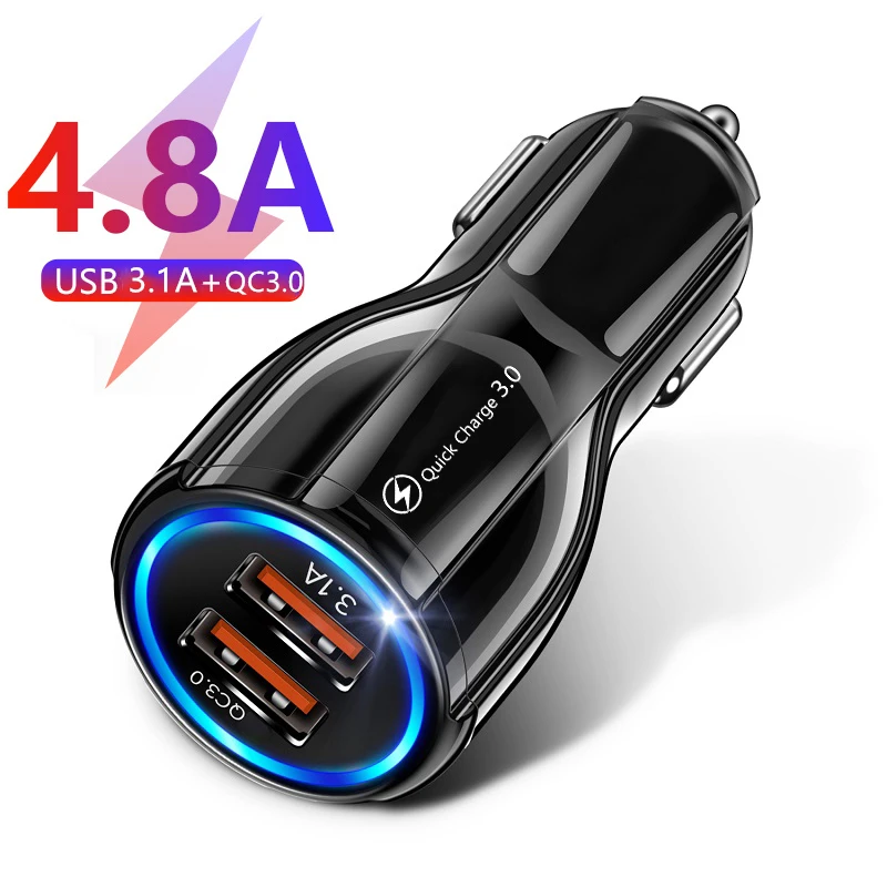 Мини Авто USB зарядное устройство адаптер 4.8A Универсальный двойной USB телефон автомобильное зарядное устройство для samsung iPhone 11 Xiaomi планшет мобильный телефон зарядное устройство s - Тип штекера: 5V 4.8A Black