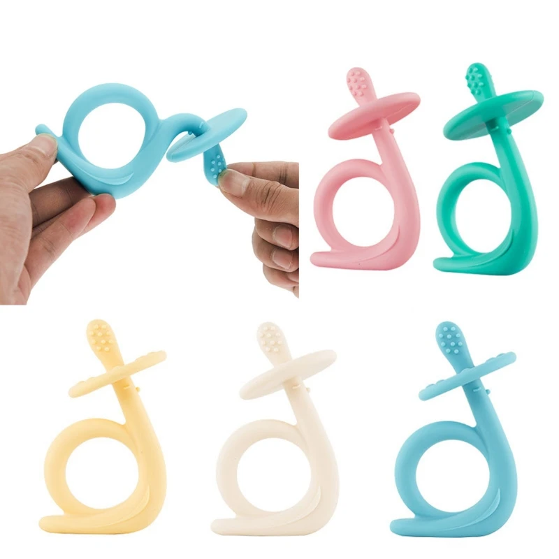 1 Pc High Quality Silicone Toy Cartoon Toddler Molar Teeth Pain Relief Tool Kids Teether Baby Shower Gift