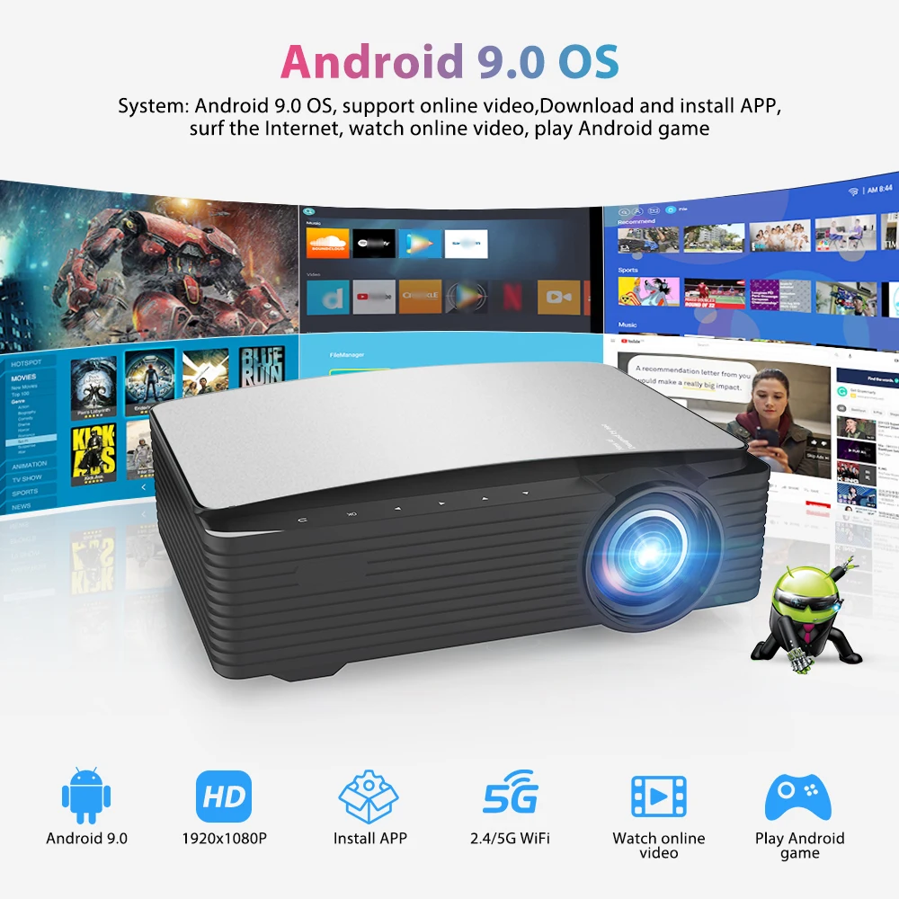 AAO YG650 Full HD 2K 4K 1080P проектор YG620 обновление Смарт Android 5G WiFi видео домашний кинотеатр