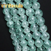 natural green cracked crystal stone beads round loose charm spacer beads for jewelry making diy bracelets accessories 8 10 12mm