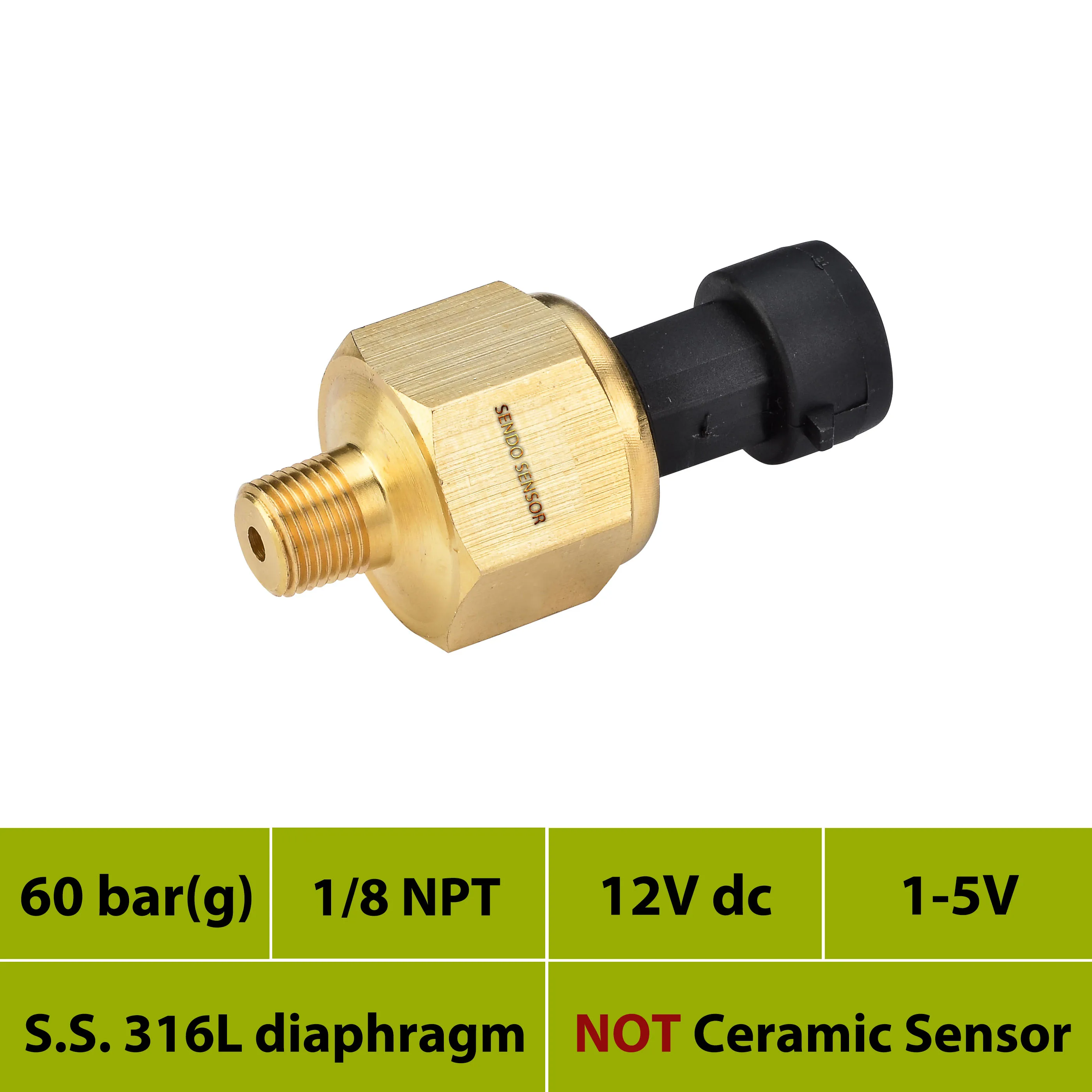 Выход 1 5 В датчик давления передатчик 0 60 бар 6 МПа Датчик 8 NPT поток S.S. 316L diaphgram 12Vdc