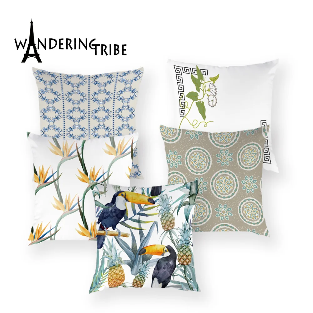 Тропические джунгли накидки на подушки растения Цветочный Подушка Чехол попугай
