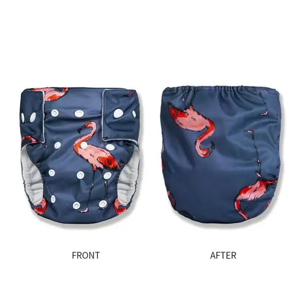Подгузники для новорожденных, многоразовые подгузники из органического хлопка, тканевые подгузники, водонепроницаемые подгузники для детей, моющиеся подгузники с карманами - Цвет: flamingos