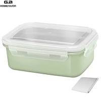 lunch box school snack food container 304 stainless steel bento box food grade kitchen storage box with removable divider