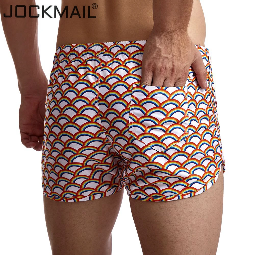 Мужские купальные шорты JOCKMAIL пляжные с радужным цифровым принтом пикантные для