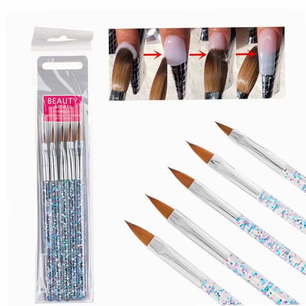 5 шт. нейлоновая кисть для наращивания ногтей с кристаллами|Кисти ногтей| |