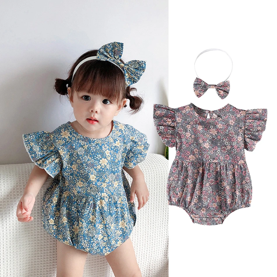 

0-24M Summer Flower Newborn Infant Baby Girls Romper Ruffles Jumpsuit Playsuit Sleeveless Clothes Costumes