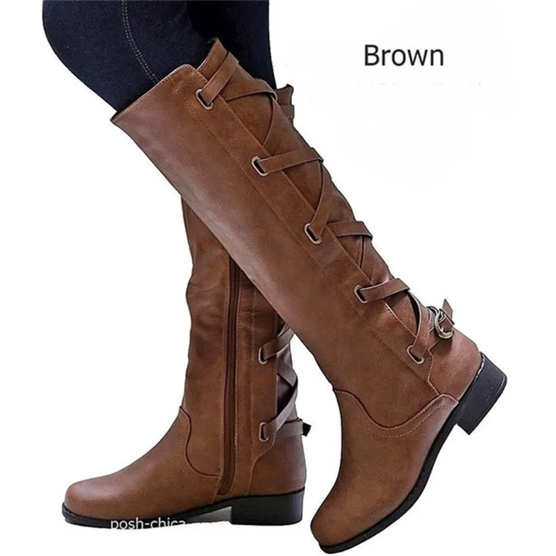 MORAZORA/; женские сапоги до колена; осенне-зимние сапоги на молнии с пряжкой; удобная повседневная женская обувь на квадратном каблуке; большой размер 43