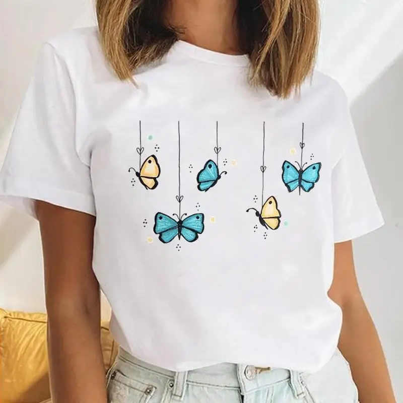 Футболка женская с рисунком стрекозы Повседневная рубашка в стиле 90-х акварелью