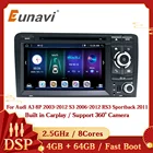 Eunavi Android 10 автомобильное радио для Audi A3 8P 2003-2012 S3 2006-2012 RS3 Sportback 2011 Мультимедиа Аудио плеер GPS Navi 2 Din DVD