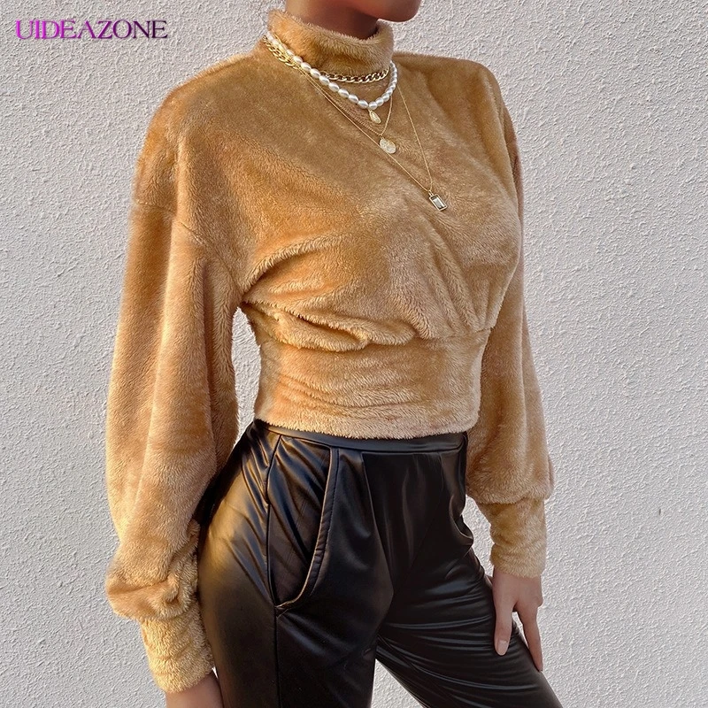 Женская теплая толстовка UIDEAZONE однотонная Водолазка с длинным рукавом и