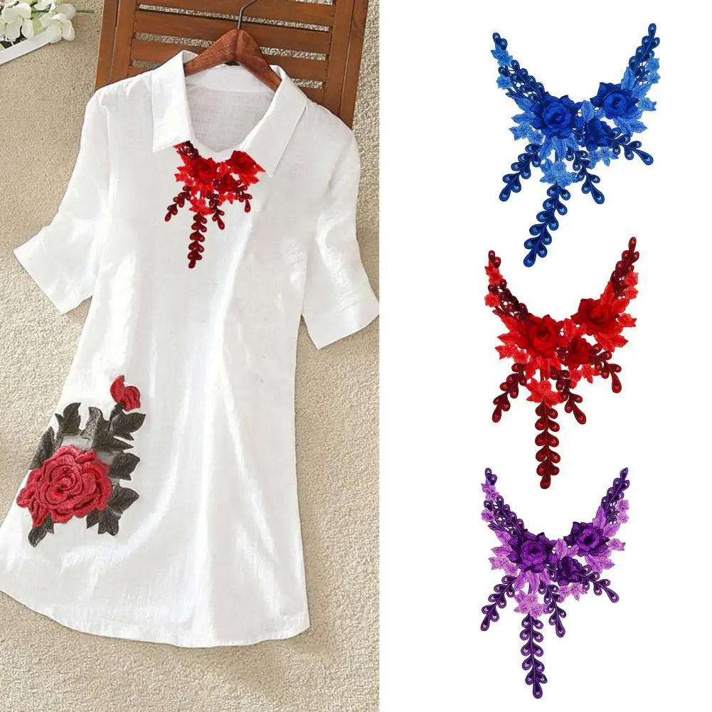 

Embroidery Flowers Peacock Feather Lace Fabric Dress Applique Blouse Sewing Trims DIY Neckline Collar Costume Decoration Supply