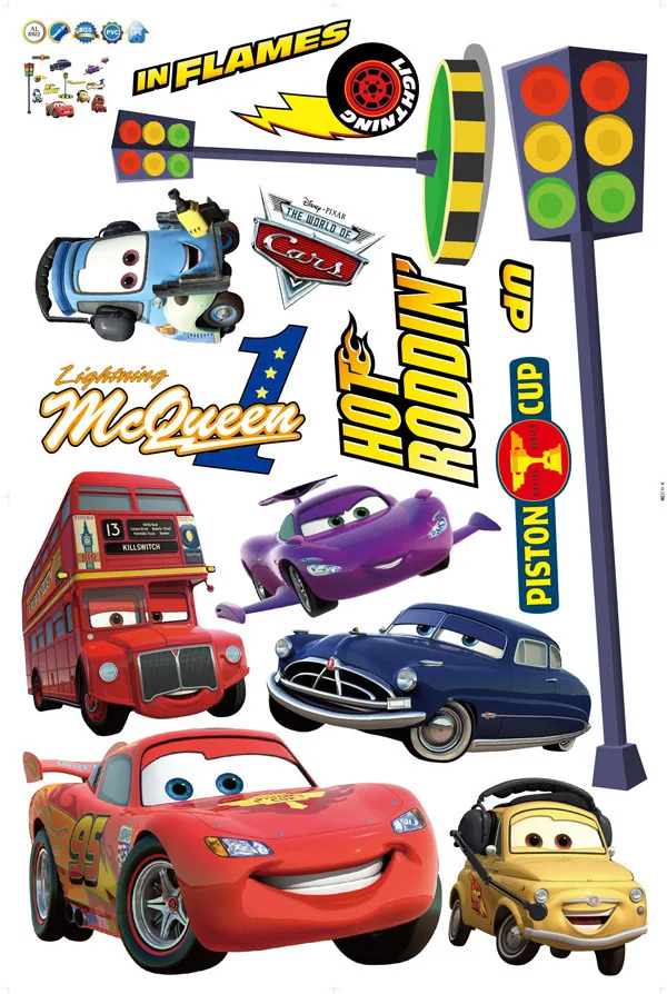 Cartoom 3D молния CarsWall декоративные наклейки для мальчиков спальни самоклеящиеся