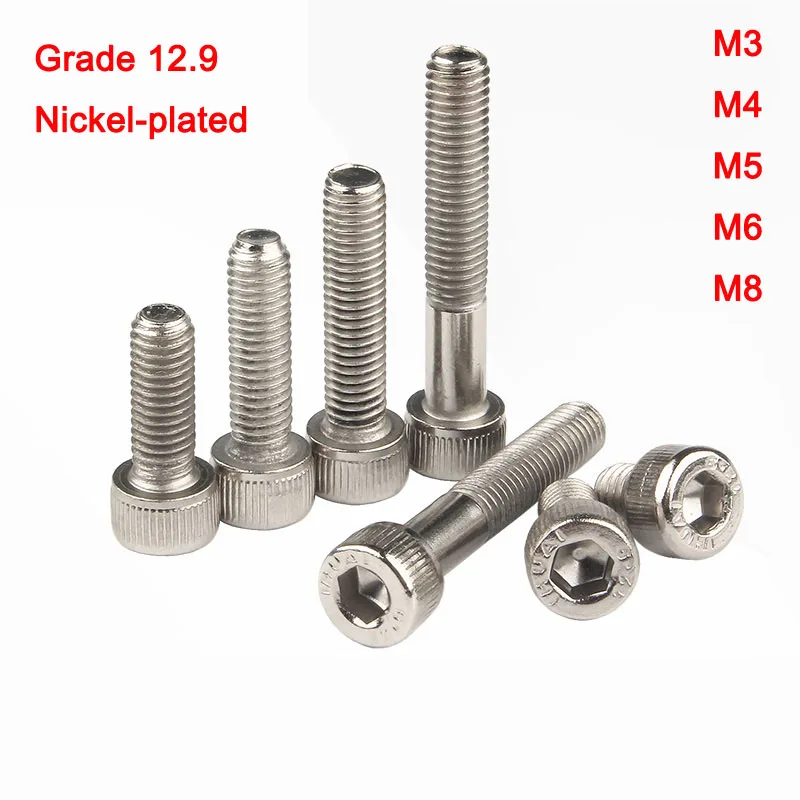 

Класс 12,9 никелированные полные/полурезьбовые винты из легированной стали с шестигранной головкой DIN912 M3 M4 M5 M6 M8