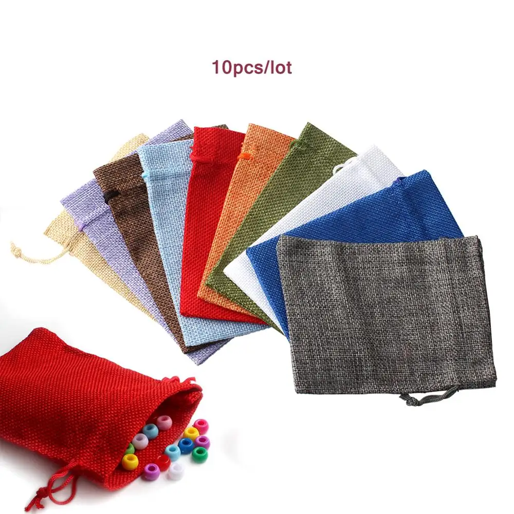 Джутовые мешочки на шнурке 10 х14 см подарочные пакеты для ювелирных украшений