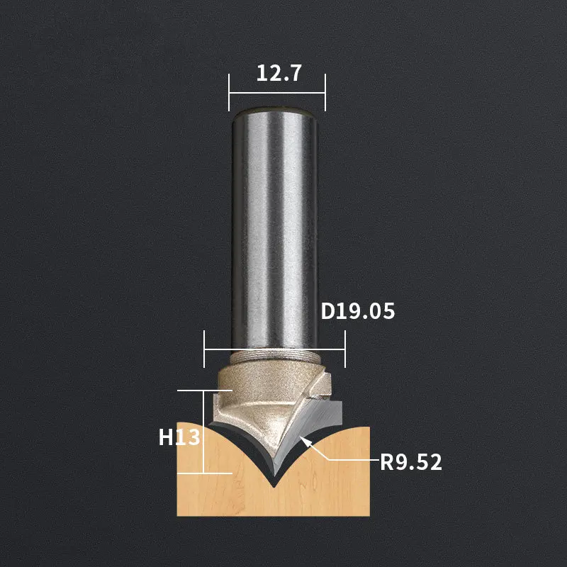12,7 мм shank-1PCS, станок с ЧПУ деревообрабатывающий фрезерный станок, вольфрамовая твердосплавная Концевая фреза, NeedleNose Гравировальный Бит, МДФ, Деревянный инструмент - Длина режущей кромки: JZD12.7x19.05