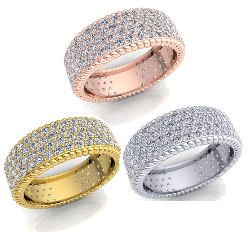 

Classic Full Bling Iced Out Clear AAA CZ Ring with Rhinestone Crystal Female Ring for Women Party Jewelry Accessories