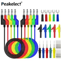 peakelect p1036b series dual 4mm banana plug multimeter test leads kit with alligator clip spade plug puncture test probe kit