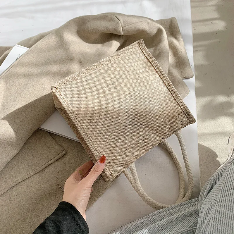 Ретро Маленькая Сумочка для женщин моды тоут из мешковины ручка окружающую среду