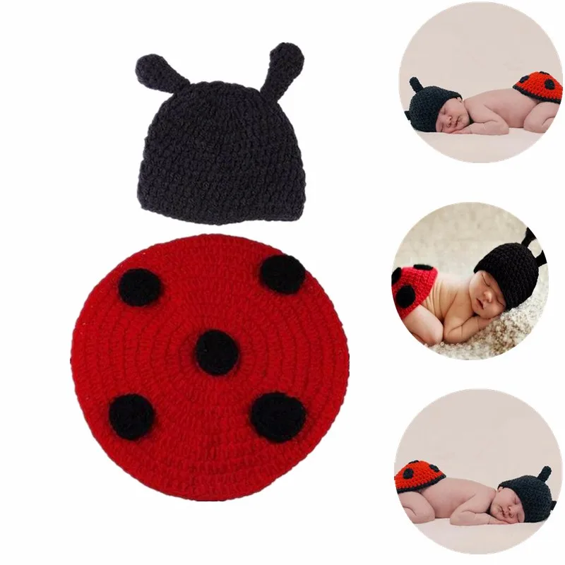 Реквизит для фотосъемки новорожденных 0 6 месяцев красная и черная Божья коровка