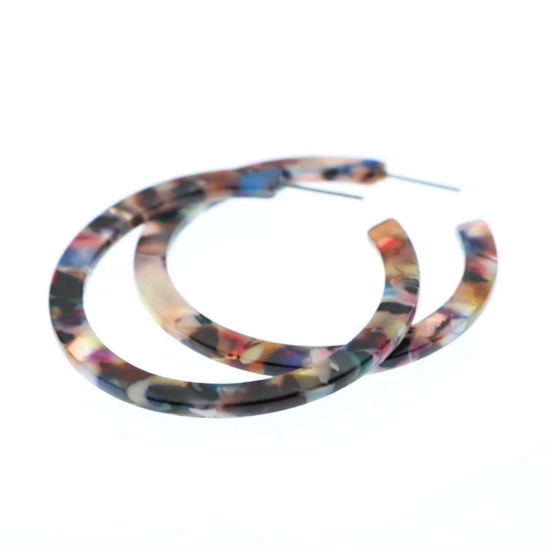 Богемные акриловые серьги женские кольца большие леопардовые гвоздики в виде