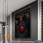 Современное искусство, три смешных обезьяны, холст, искусство на стене, картина для гостиной, скандинавский Декор для дома, без рамки