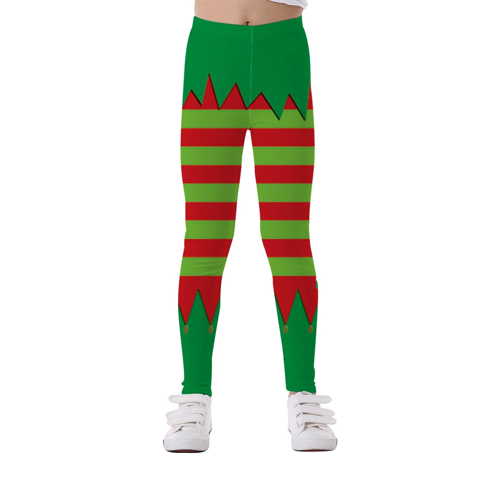 LOVE SPARK Kids Casual Running Pants Christmas Father Blue Green Printing Full Length Workout Childrens Leggings | Спорт и