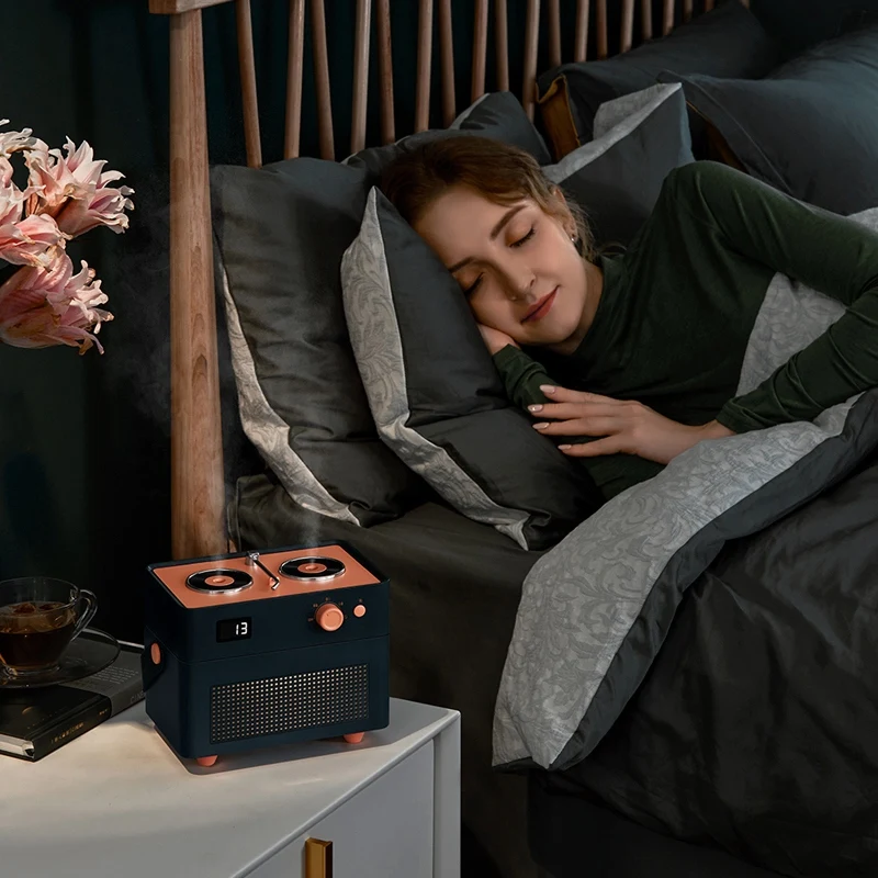 

Home Air Humidifier Retro Record Player Humidifier Double Nozzle Cool Mist Heavy Fog Ultrasonic USB Humidificador Blue