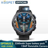 kospet optimus 2 4g smart watch men 4gb 64gb 13mp camera flash 2260 mah 1 6 android 10 7 watch phone wifi smartwatch 2021 watch