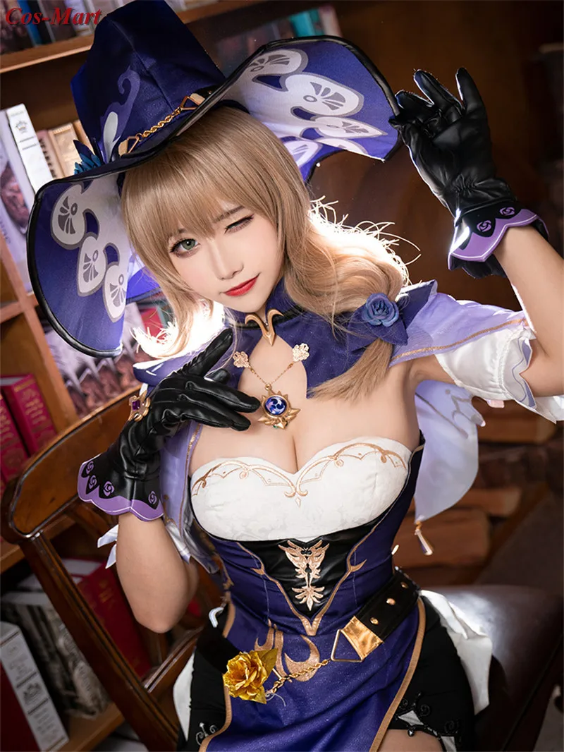 Костюм для косплея Cos-Mart Game Genshin Impact Lisa модная фиолетовая Боевая форма женское