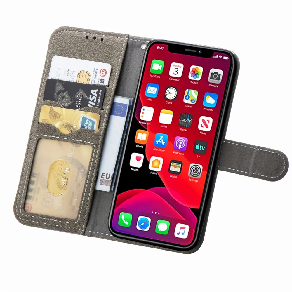 Роскошный кожаный флип-чехол-бумажник для Apple айфон 11 Pro Max XI XR X XS Max 11pro 6 6s 7 8 плюс 10 iPhone11 противоударный чехол С выдвижной подставкой