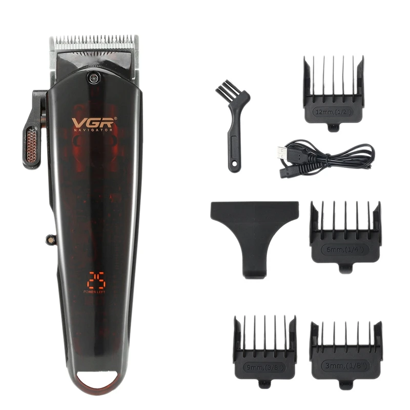 

VGR V-165 Professional Hair Trimmer Fine-Tuning Cutter Head Hair Clipper For Men LCD Display Machine Barber Hair Cutter