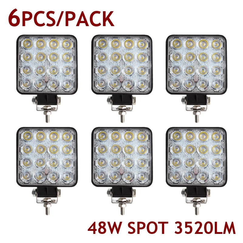 6pcs Spot 48W OKEEN светодиодный свет бар 12 В Светодиодный прожектор внедорожный 48 Вт фара для SUV ATV дневные ходовые огни для грузовика трактор Джип Лодка - Цвет: 6pcs Spot 48W