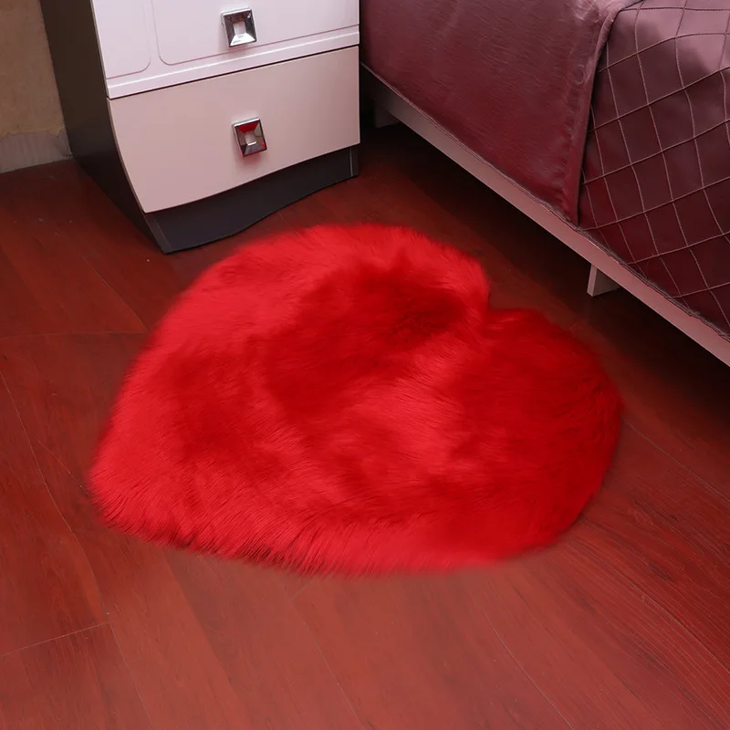 Ворсистые коврики OIMG для пола искусственный мех в форме сердца 6 см ворс пушистый