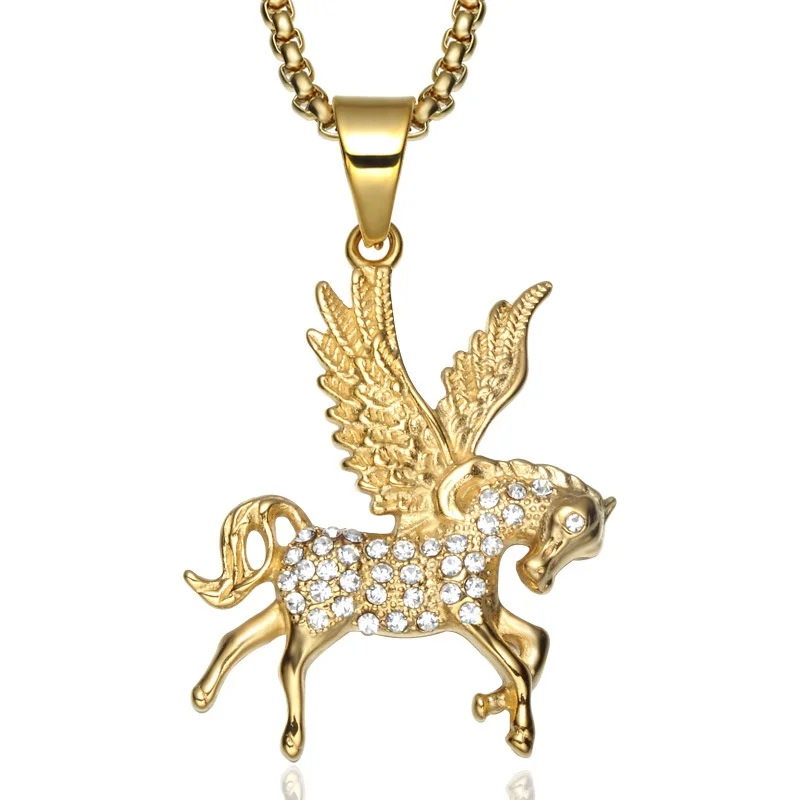 

1 Hip Hop Diamond Greek Mythology Pegasus Animal Pendant Necklace