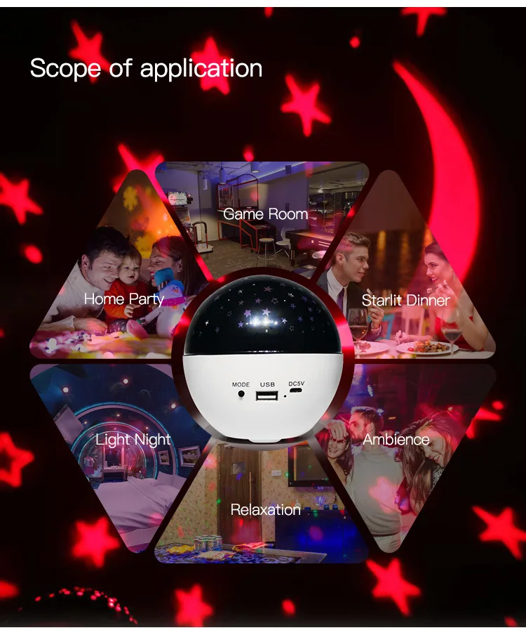 

Starry Sky Projector Light USB Charging Bluetooth Music Projection Laser LED Night Light Bluetooth USB LED Starry Sky Light