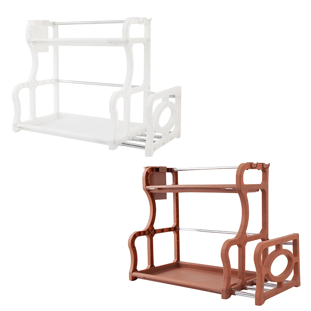 

Kitchen Bathroom Multifunctional 2 Layer Rack Storage Plastic Freestanding Seasoning Holder Household Anchorage Chopstick Rack