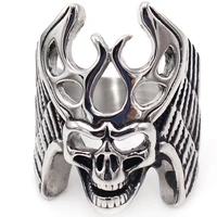 sinogaa vintage punk motro biker 316l stainless steel male rings mens gothic domineering ring wings skeleton skull ghost rings