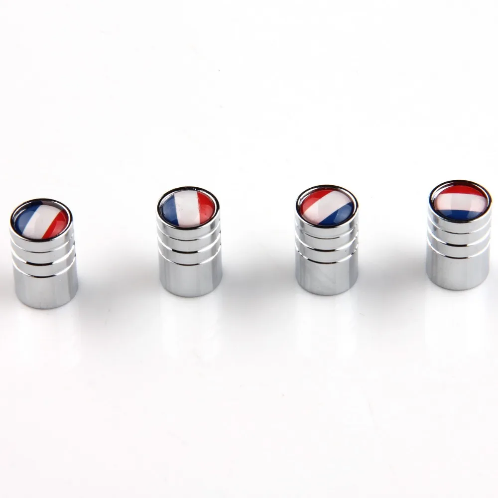 4Pcs Car Wheel Tires Valve Caps Auto Motorcycle Airtight Stem Air Silver UK US Italy France Germany Flag Spare Covers | Автомобили и