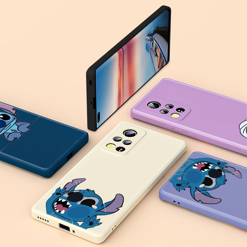 

Disney Stitch For Honor Play 5T 5 4 4T 3 50 V40 V30 30 X20 X10 20 8A 7S Pro Plus Lite 5G Liquid Silicone Phone Case