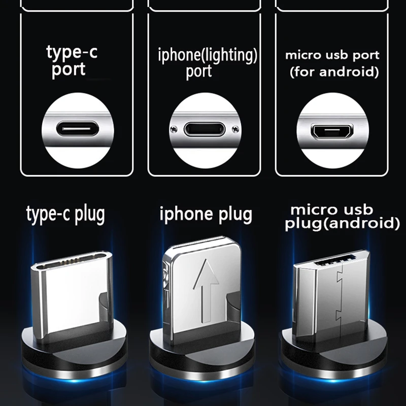 Magnetic Cable USB Type C LED Lighting fast Charging Micro Charger Wire for iPhone Huawei Samsung | Мобильные телефоны и