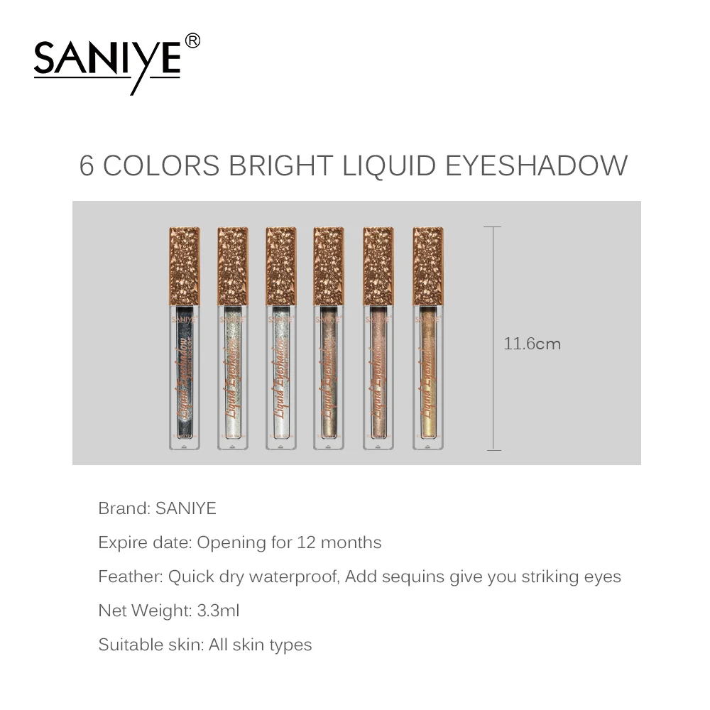 SANIYE фирменные жидкие тени для век Блеск длительное мерцание водостойкая