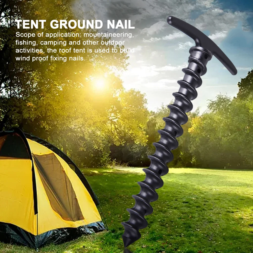 

10pcs Screw Anchor Stakes Hiking Tent Stakes Pins Outdoor Camping Peg Ground Nails Spiral Plastic Fixing Supplies