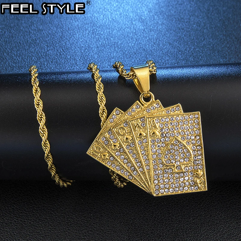 Iced out Bling золотого цвета для покера с сердцем стразы из нержавеющей стали яркие