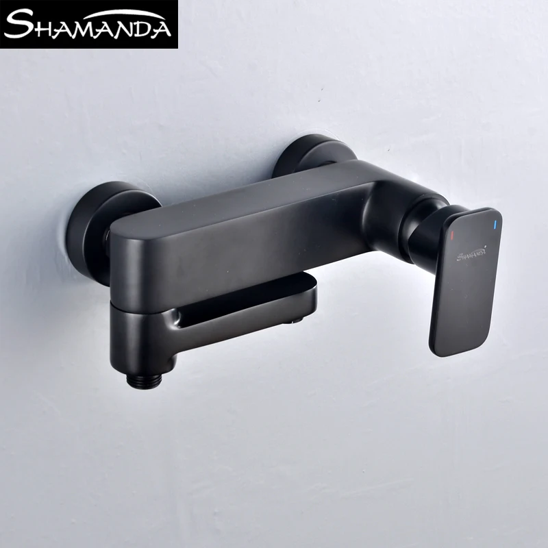 Смеситель для душа в ванную комнату черный латунный кран с ручной душевой лейкой