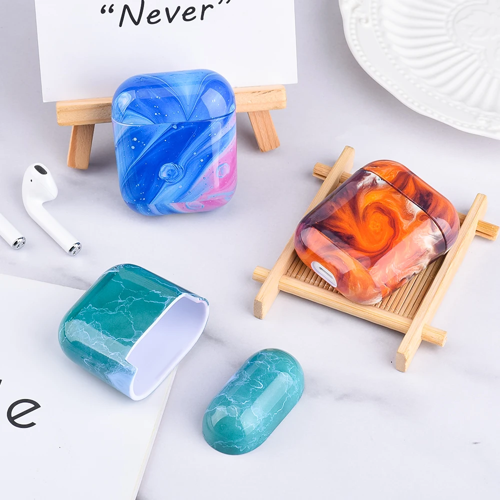 

Marble Wireless Earphone Case For Apple AirPods 1 2 Protective Waterproof Bluetooth Charging Box Bags