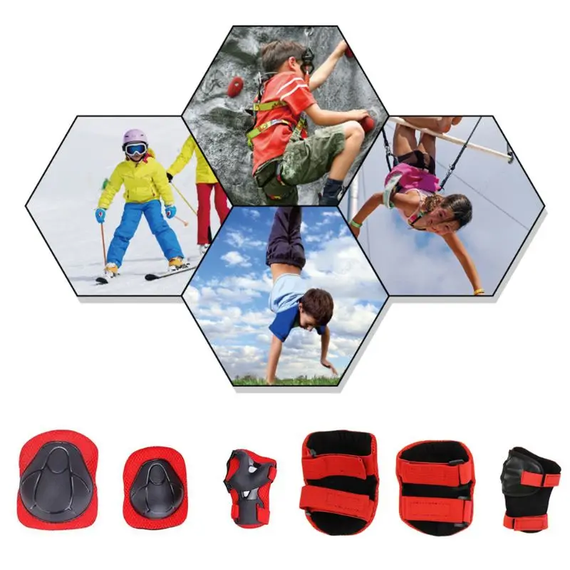 

6Pcs Kids Protective Set Safety Gear Pad Kids Wrist Elbow Knee Protectors(Blue)
