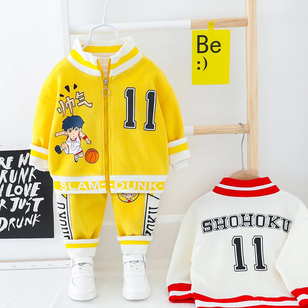 Комплект одежды для мальчиков кофта на молнии + штаны с надписью спортивный